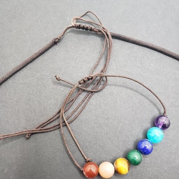 Chakra bead necklace with matching adjustable bracelet - Picture 8 of 9
